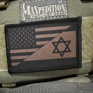 Gedämpfte USA Israel Flagge Moral Patch - Haken und Schleife 5x10 cm