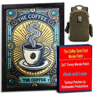 Parche moral de la carta del tarot del café: parche personalizado de gancho y bucle de 2 x 3 pulgadas, ¡hecho en los EE. UU.!