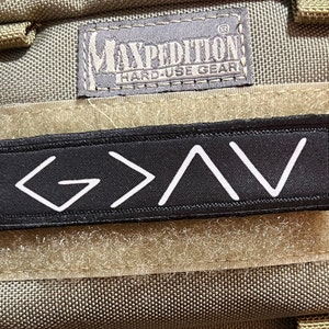 1x4 God is greater than the highs and lows Morale Patch- Hook and loop Patch 2x3&quot; Made in the USA!