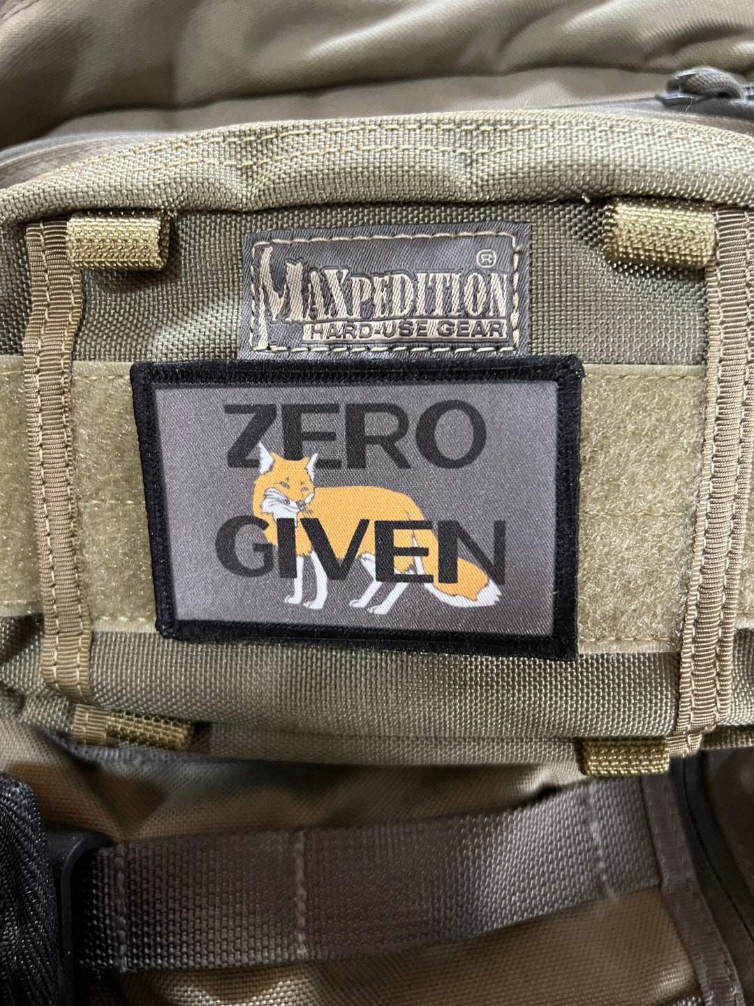 Zero FOX Given Funny Morale Patch- Hook and Loop Patch 2x3" Made in the ...