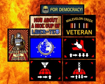 Hell Divers 2 Themed  Morale Patch Lot - 8 Patches! Super Earth Flag, Malevelon Creek, Stratagems, For Democracy!, Make Way for Liberty