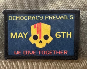 Patch Helldivers 2 We Dive Together pour le moral du 6 mai - Patch auto-agrippant 2 x 3 po. Fabriqué aux États-Unis !