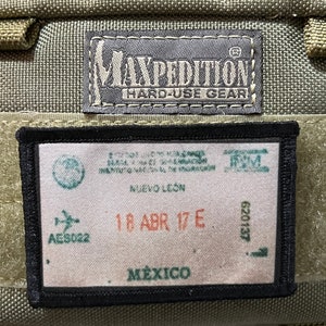 Mexico Passport Stamp Morale Patch- Hook and loop 2x3&quot;Circle Made in the USA!