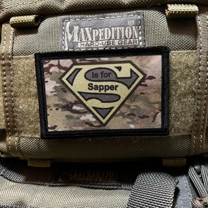 S is for Sapper Multicam Morale Patch- Hook and loop Patch 2x3" Made in the USA!