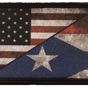 Distressed Puerto Rico USA Flag Morale Patch- Hook and loop Custom Patch 2x3&quot; Made in the USA!