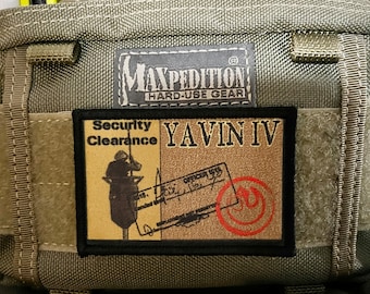 Yavin IV Passport Stamp Morale Patch- Hook and loop Patch 2x3" Made in the USA!