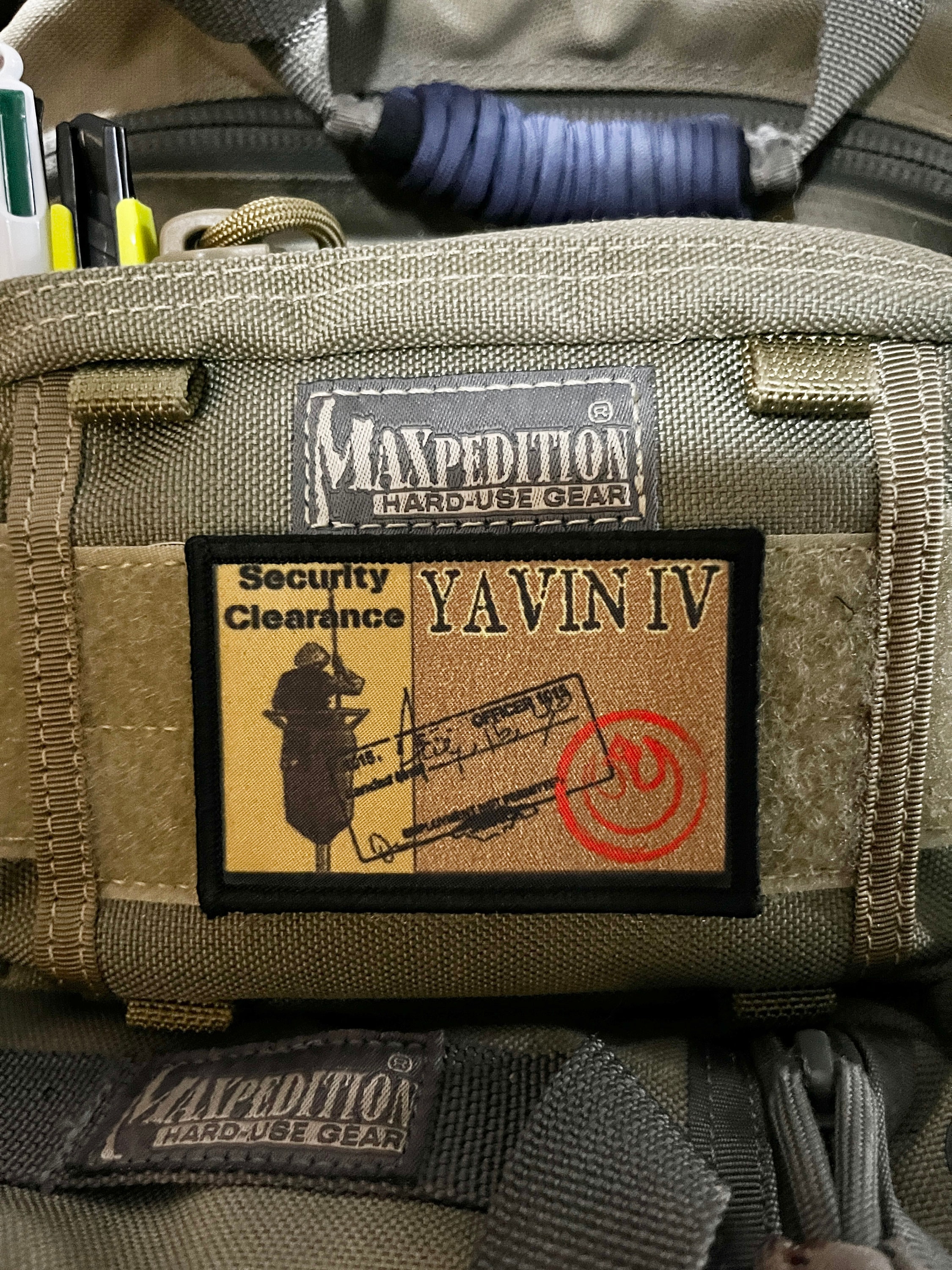 Yavin IV Passport Stempel Moral Patch - Haken und Schleife Patch 5x10" Hergestellt in den USA!