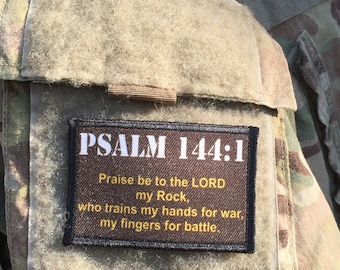 Psalm 144:1 Tactical Morale Patch- Hook and loop Custom Patch 2x3" Made in the USA!