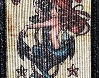 Mermaid Lost At Sea Tactical Morale Patch – Army Military Style Hook & Loop Badge USA Made 1 thumbnail image