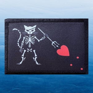 Blackbeard Cat Pirate Flag Morale Patch: Funny Tactical Gear