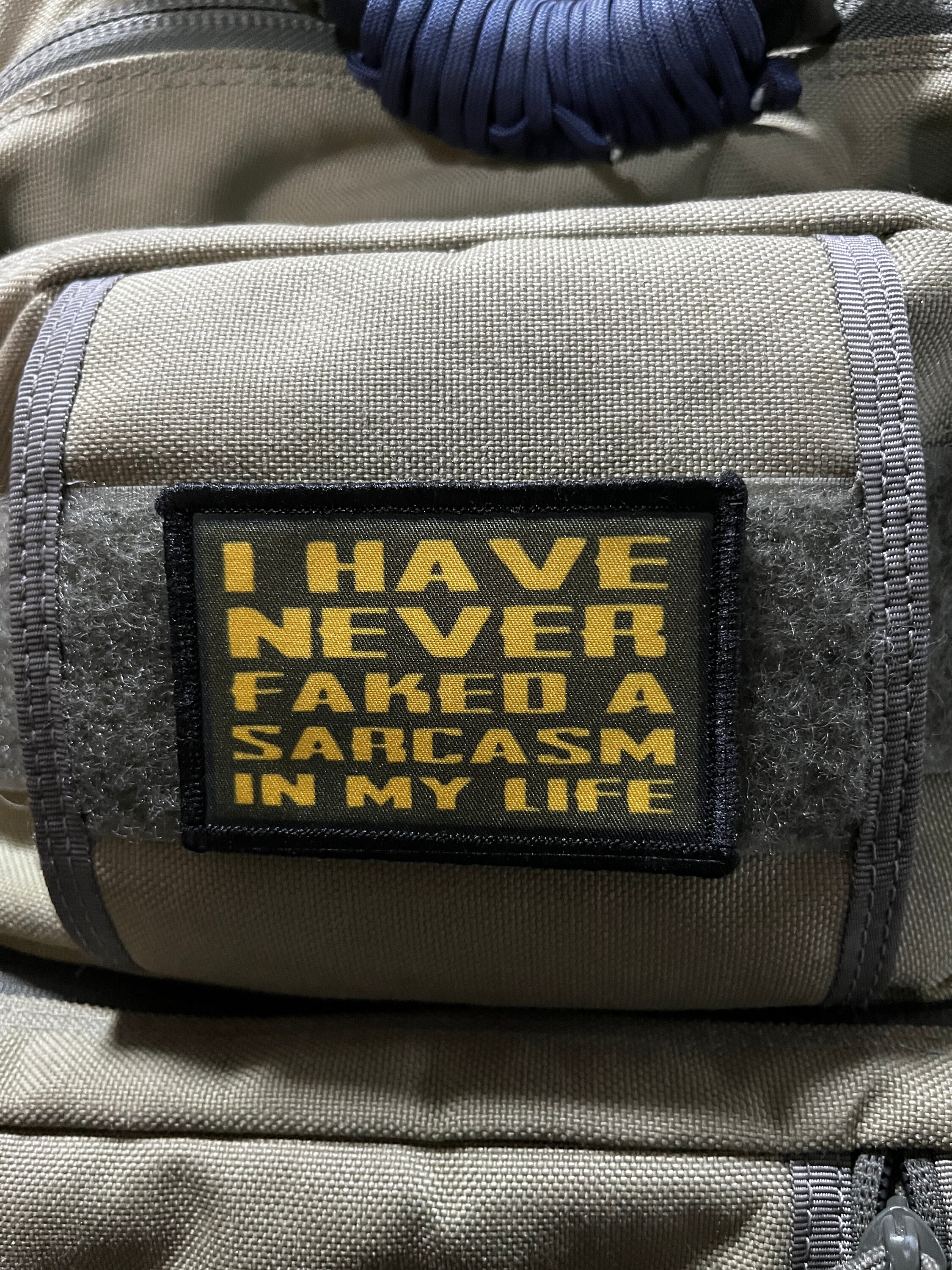 Sarcastic Morale Patch: 'I Never Faked Sarcasm' Hook and Loop, 2x3", USA Made