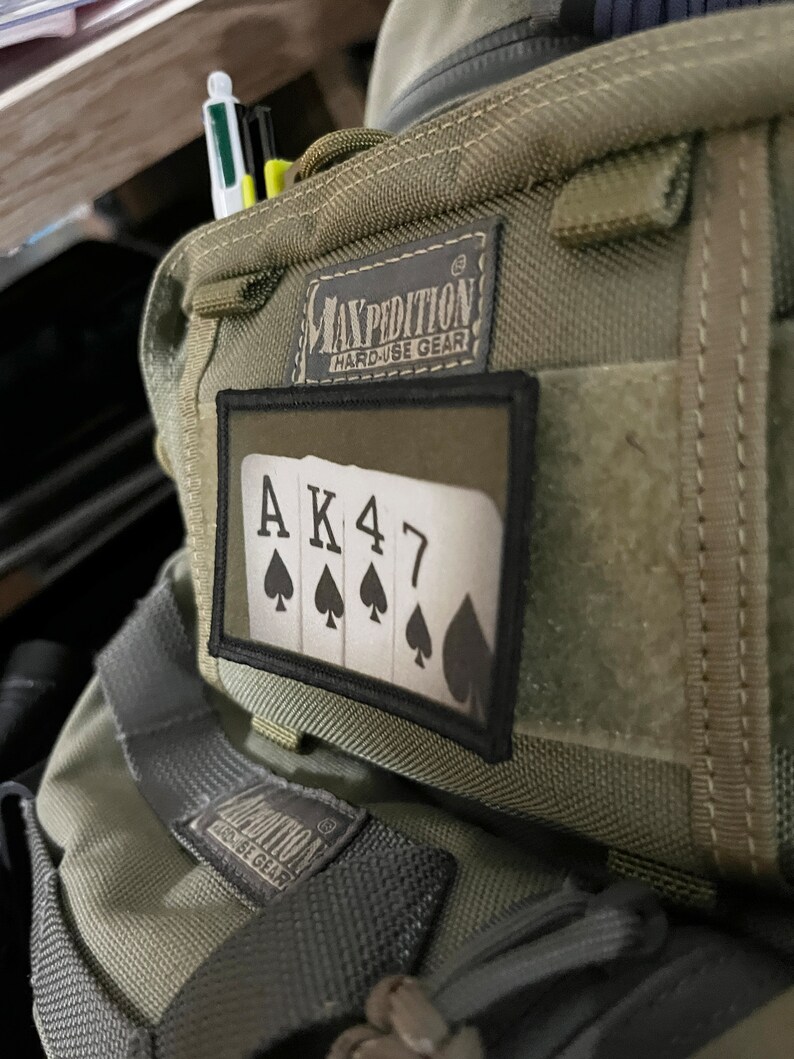 AK47 Playing Cards Morale Patch- Hook and Loop Patch 2x3" Made in the ...