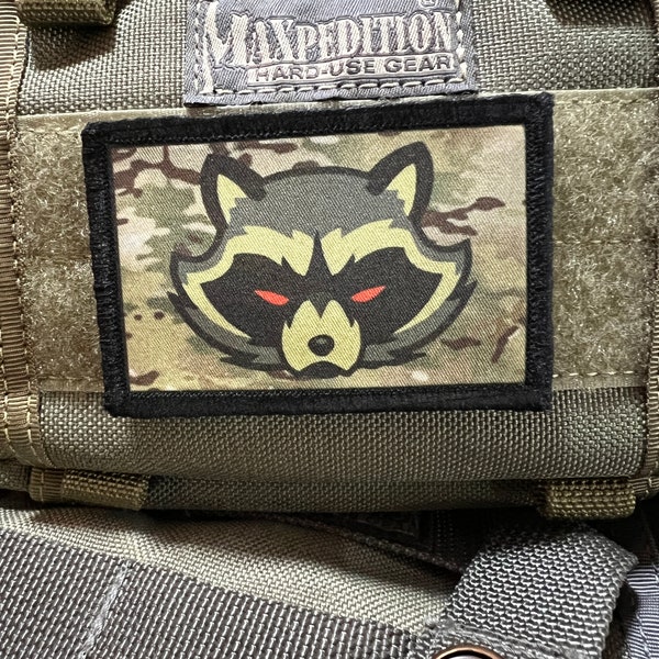 Subdued Multicam Trash Panda Morale Patch- Hook and loop Custom Patch 2x3" Made in the USA!