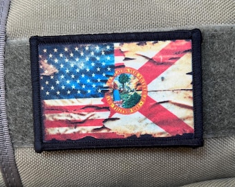 Beunruhigt USA Florida Flagge Patch: Klettverschluss, 5x7cm