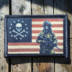 American Pirate Flag Morale Patch | 2x3 hook and loop skeloton patch