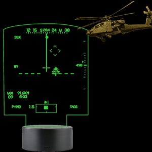 Apache AH64D heads up display HUD LED Light Lamp. Made in the USA!