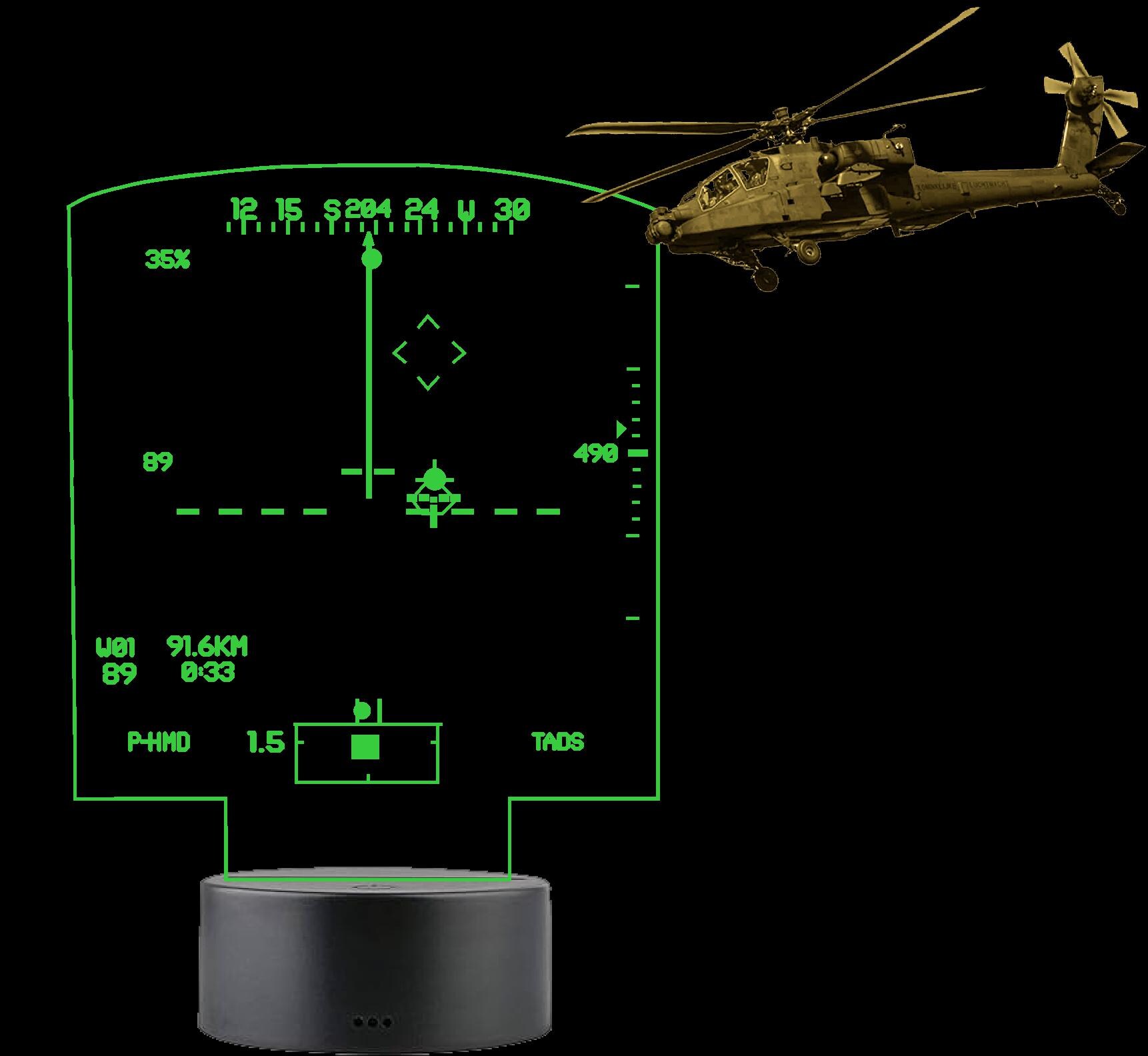 Apache AH64D Heads up Display HUD LED Light Lamp. Made in the USA