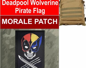 Deadpool Wolverine Pirate Flag Morale Patch: Tactical Backpack Accessory