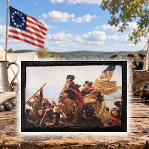 George Washington Morale Patch | De oversteek van de Delaware | Klittenbandsluiting 2x3"