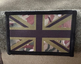 Motif multi-terrains de drapeau Union Jack discret Patch pour le moral - Patch auto-agrippant 2 x 3" Fabriqué aux États-Unis !