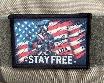 Stay Free Patriot Morale Patch - Patch personalizado de gancho e laço 2x3" feito nos EUA!