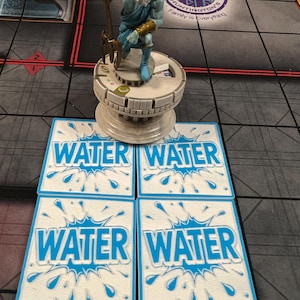 Fan Made Custom 3D Heroclix Water Terrain Tiles Tokens (4 Pieces)