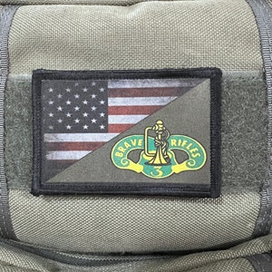 3rd Cavalry Brave Rifles Morale Patch: Hook and Loop, USA Made 2x3"