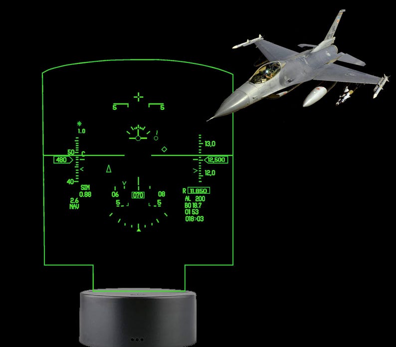 F-16 Viper Fighting Falcon Heads up Display HUD LED Sign /acrylic Light ...