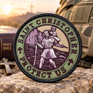 Saint Christopher Morale Patch, 3"  Hook and Loop Catholic gift for Travelers