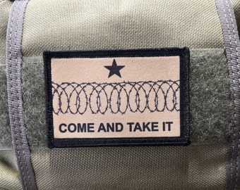 Barbed Razor Wire Come and Take It Funny Morale Patch- Texas Immigration Hook and loop 2x3"