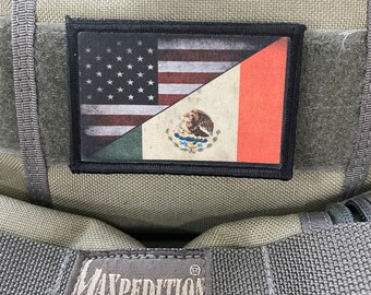 Distressed Mexico USA Flag Patch: Hook and Loop Morale Patch
