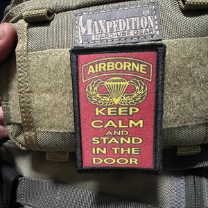 US Army Airborne Keep Calm Morale Patch- Hook and loop Custom Patch 2x3&quot; Made in the USA!