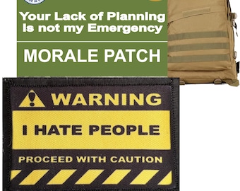 Warning I Hate People Morale Patch, Tactical Backpack Patch (2x3")