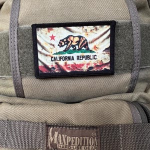 Distressed California State Flag Morale Patch- Hook and loop 2x3&quot;