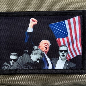 Trump  Shooting &quot;Fight&quot; Morale Patch- Hook and loop Custom Patch 2x3&quot; Made in the USA!