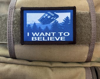 Tardis I Want to Believe Morale Patch - Doctor Who Hook and Loop Patch