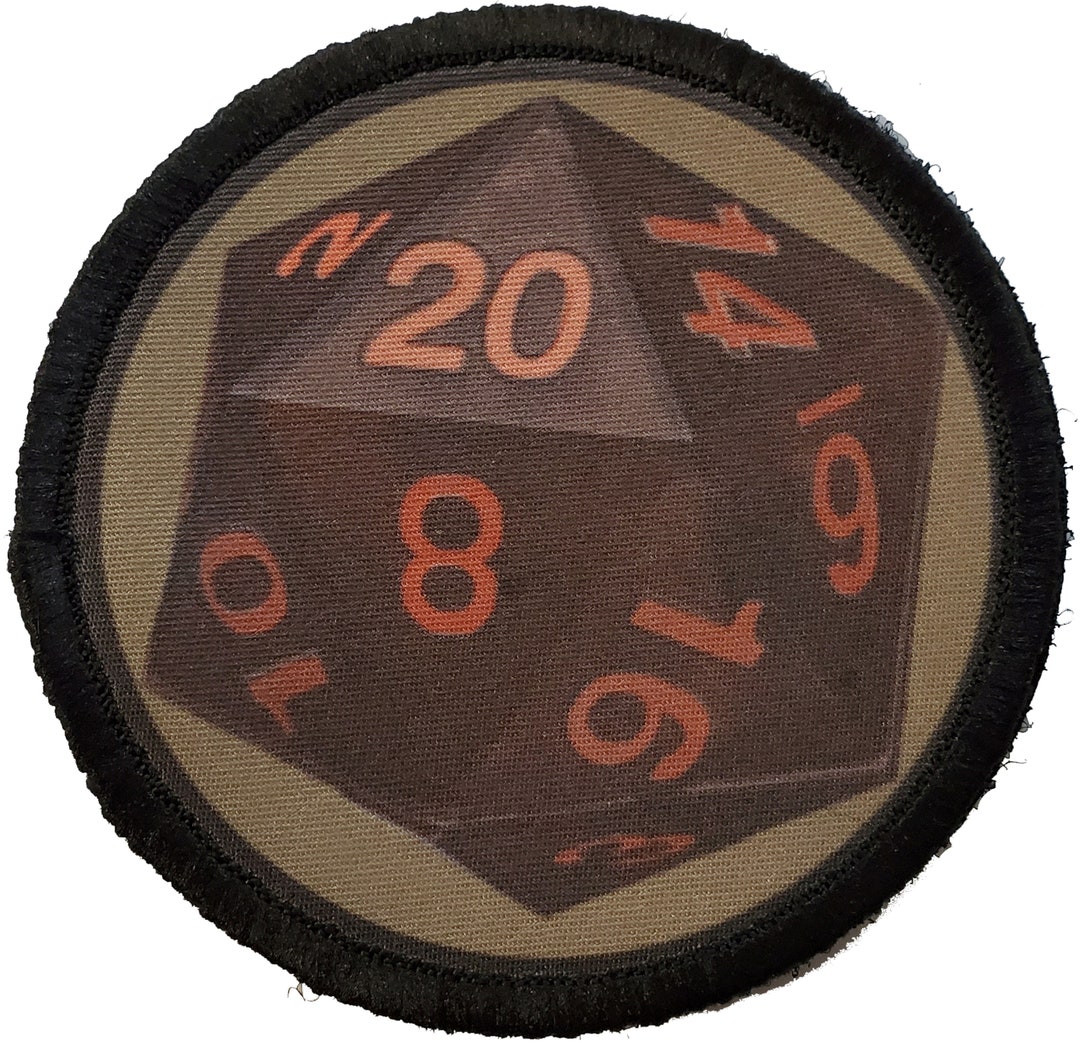Natural 20 Role Playing Dice Patch Hook and Loop Custom 3 Round Patch