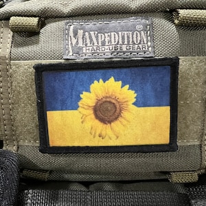 Ukrainian Flag Sunflower Ukraine Morale Patch- Hook and loop Custom Patch 2x3&quot; Made in the USA!