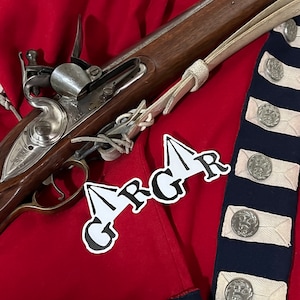 2 GR Broad Arrow Stickers  - Revolutionary War British War Department Stamp-