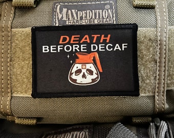 Death Before Decaf Morale Patch- Hook and loop 2x3"