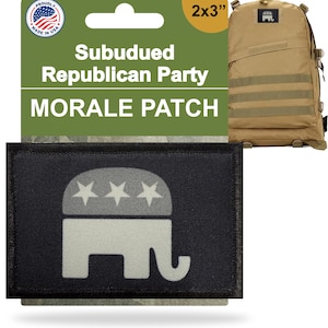 Subdued Republican Elephant Morale Patch: 2x3&quot; USA-Made Tactical Patch