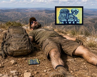 Parche moral "No Rucks Given" (No se permiten marchas), regalo divertido para excursionistas y veteranos.