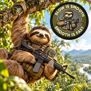 Slow Is Smooth Morale Patch, Tactical Sloth Gift for Shooters