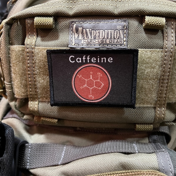 Caffeine Molecule Morale Patch- Hook and loop Patch 2x3" Made in the USA!