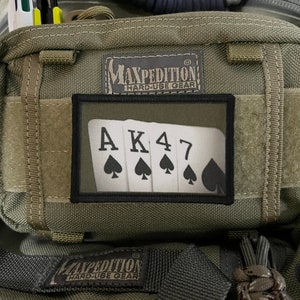 AK47 Playing Cards Morale Patch- Hook and loop Patch 2x3&quot; Made in the USA!