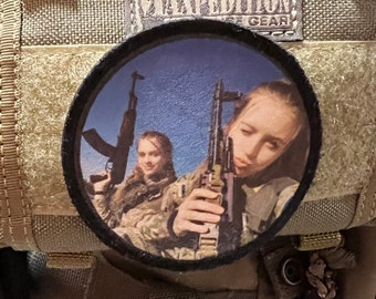 Female Ukrainian Soldiers Morale Patch, 3" Circular Hook and Loop