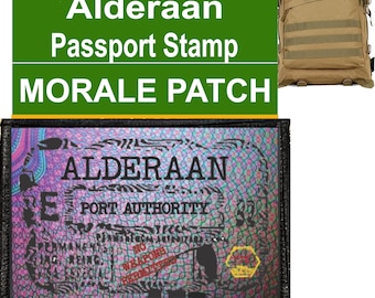 ALDERAAN Passport Stamp Morale Patch- Hook and loop Patch 2x3" Made in the USA!
