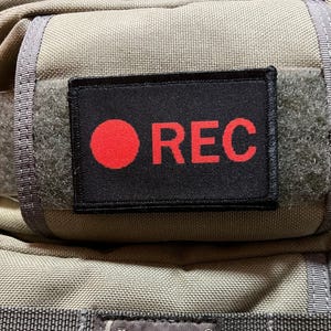 モラルパッチ、REC記録監視デザイン - ベルクロ 2 x 3インチ