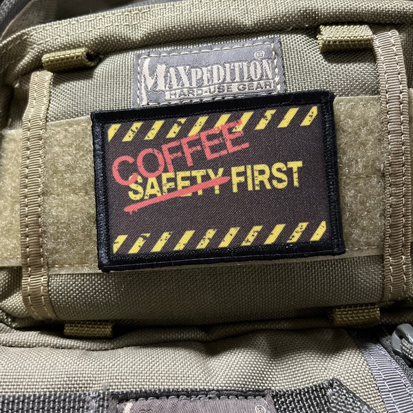 Coffee First Morale Patch- Hook and loop Custom Patch 2x3" Made in the USA!