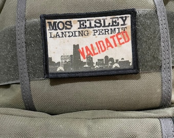 Mos Eisley Landing Permit Morale Patch- Patch in velcro 2x3" Prodotto negli Stati Uniti!